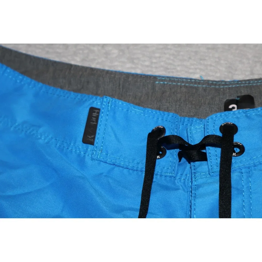Hurley Board Shorts Men 32 Blue Solid Drawstring Swimming Surfing
